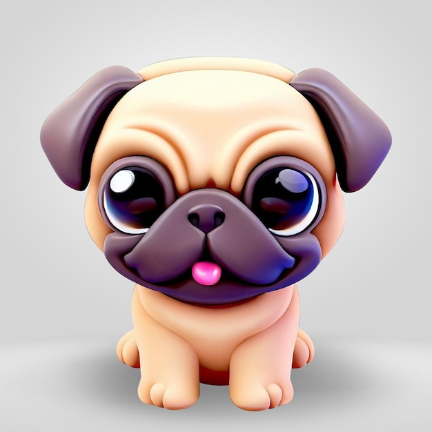 Illustrazione di animali carini 3D per cani pug