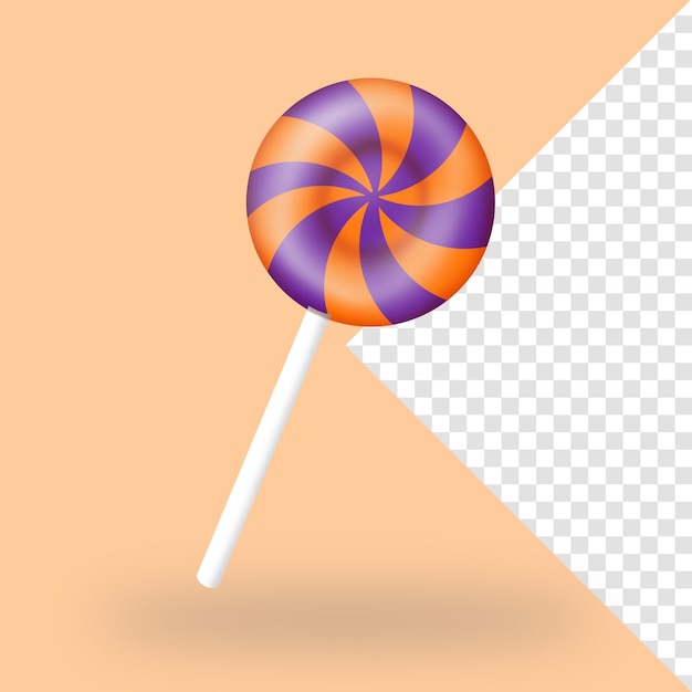 Illustrazione di caramelle di lecca-lecca viola arancione 3d