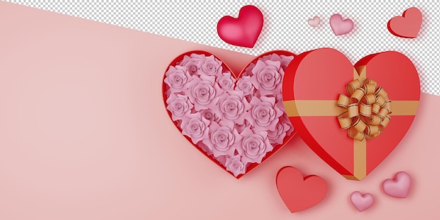 Illustrazione di concetto di San Valentino nel rendering 3d