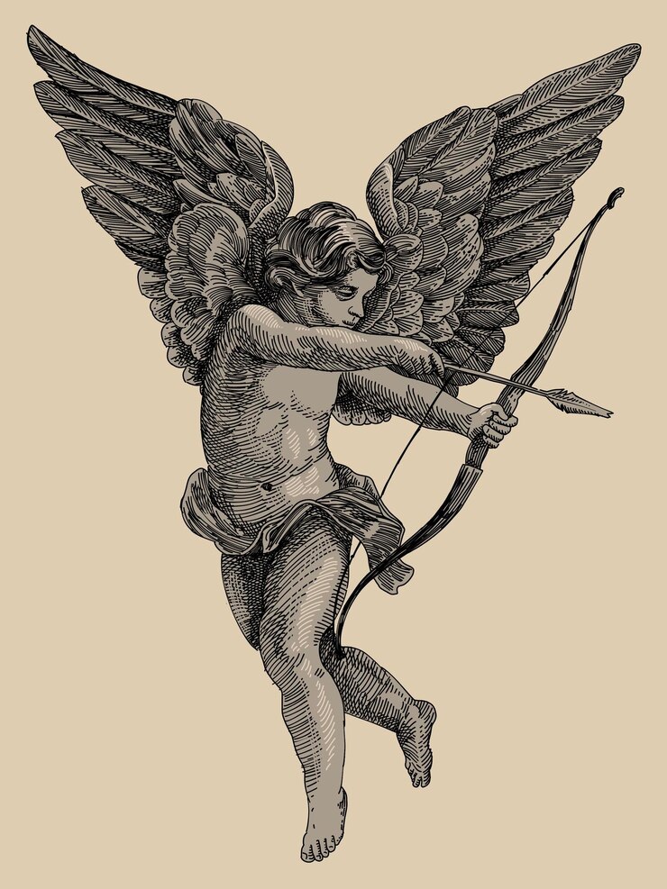 PSD illustrazione di cupido coinvolgente