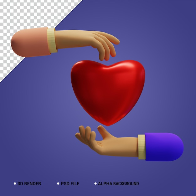 illustrazione di design 3d cuore di San Valentino isolato per la composizione