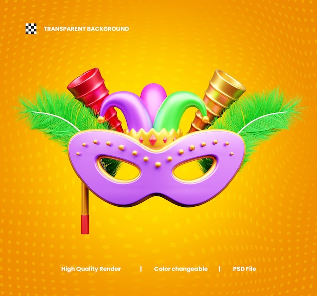 Illustrazione di elementi decorativi 3D per la celebrazione del carnevale