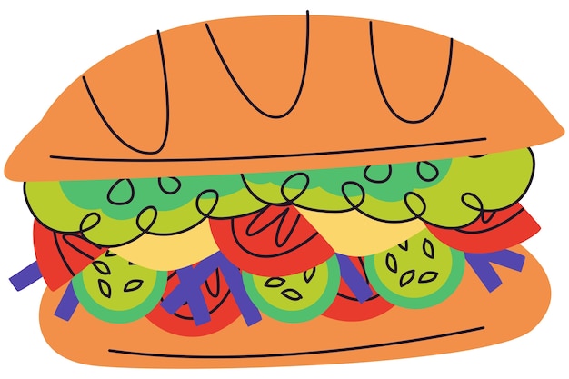 Illustrazione di fast food a disegno piatto