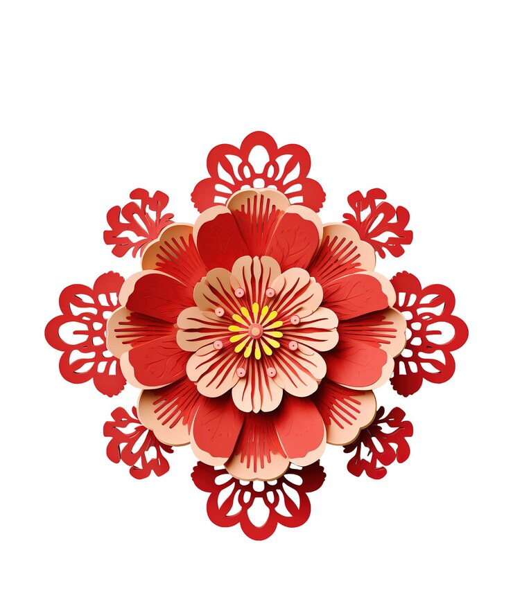 illustrazione di fiore di carta con ornamento cinese ai generato