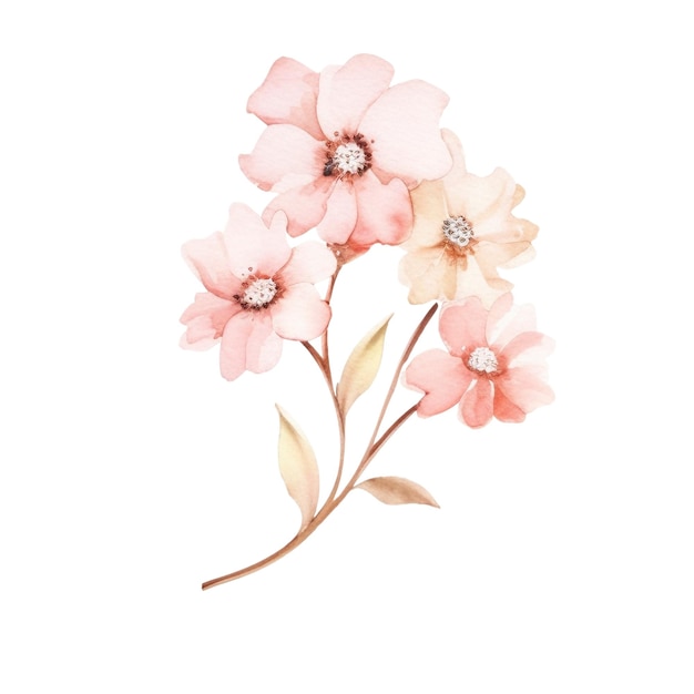 Illustrazione di fiori selvatici ad acquerello disegnati a mano isolati su sfondo bianco
