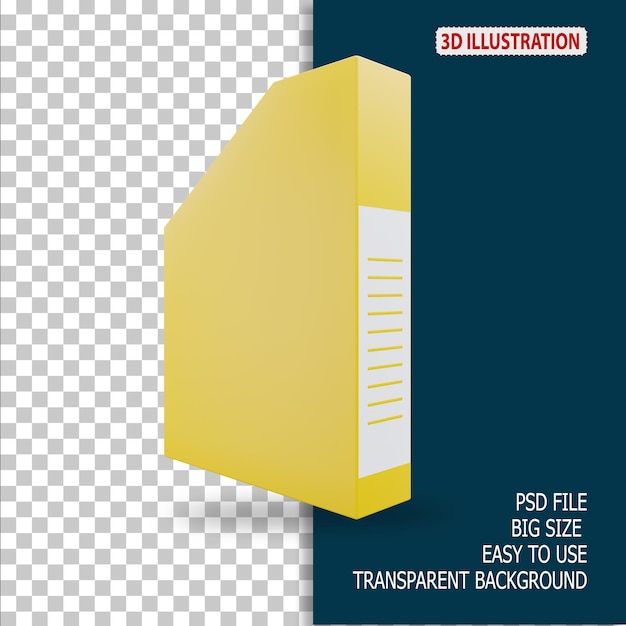 illustrazione di icona 3D della cartella office con sfondo trasparente