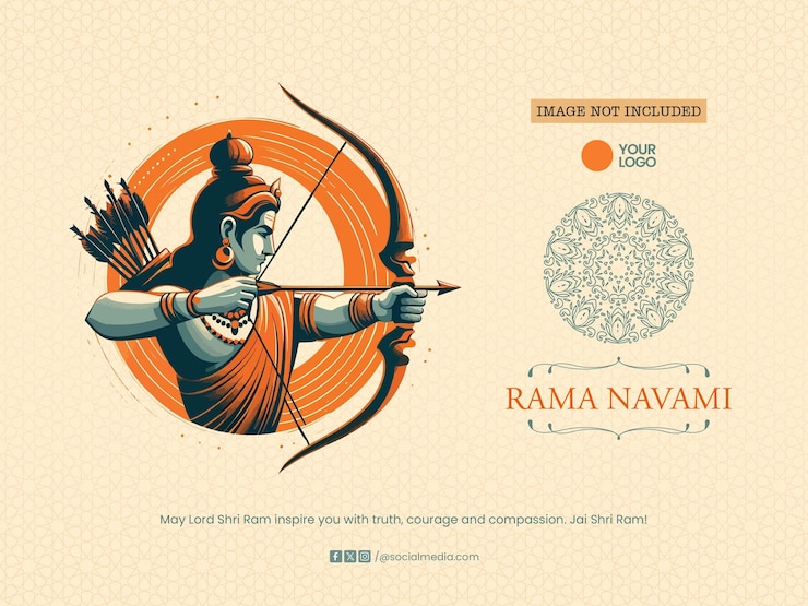 PSD illustrazione di rama navami con il signore rama e una freccia dell'arco