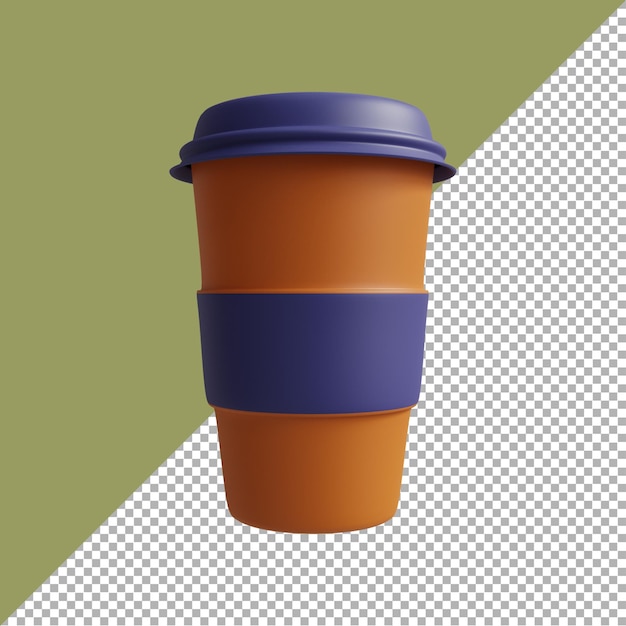 Illustrazione di rendering 3D caffè in tazza di cartone animato