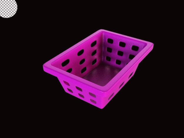 illustrazione di rendering 3d carrello in plastica viola isolato secchio di plastica