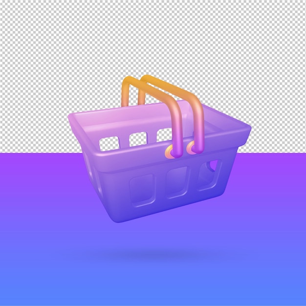 Illustrazione di rendering 3d del carrello della spesa vuota Colore modificabile Psd gratuito