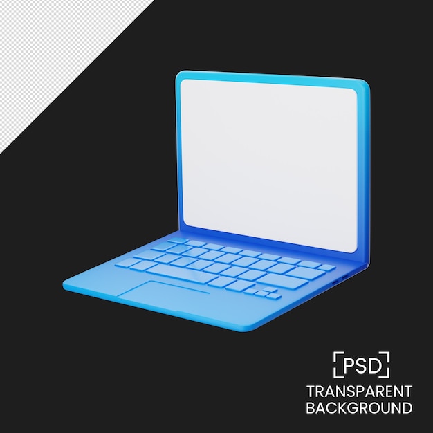Illustrazione di rendering 3d del computer portatile con schermo vuoto isolata