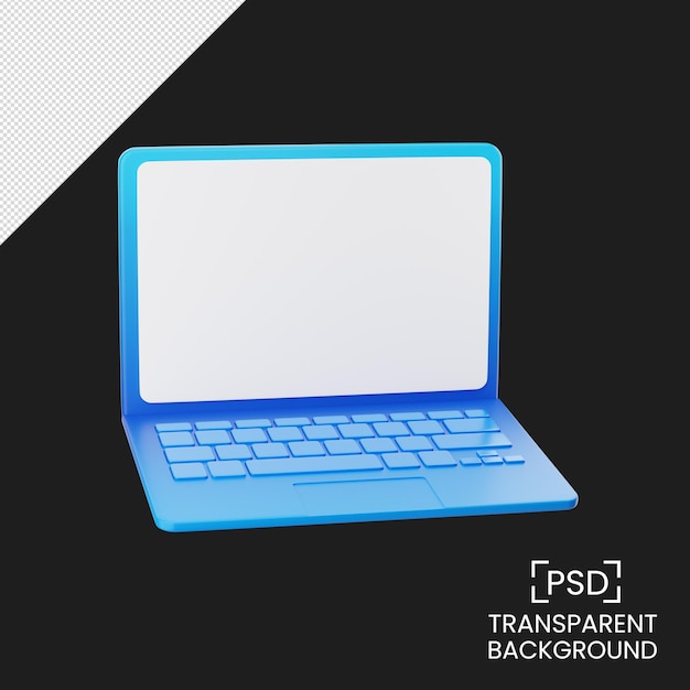 Illustrazione di rendering 3d del computer portatile con schermo vuoto isolata