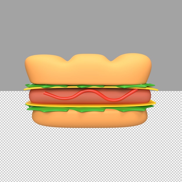 Illustrazione di rendering 3d del panino