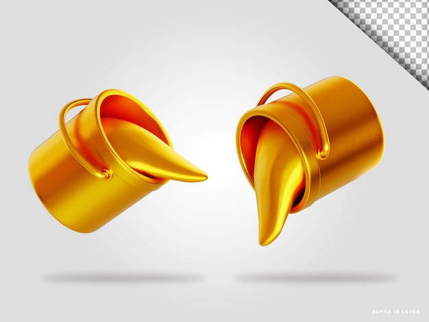 Illustrazione di rendering 3d del secchio dorato isolata