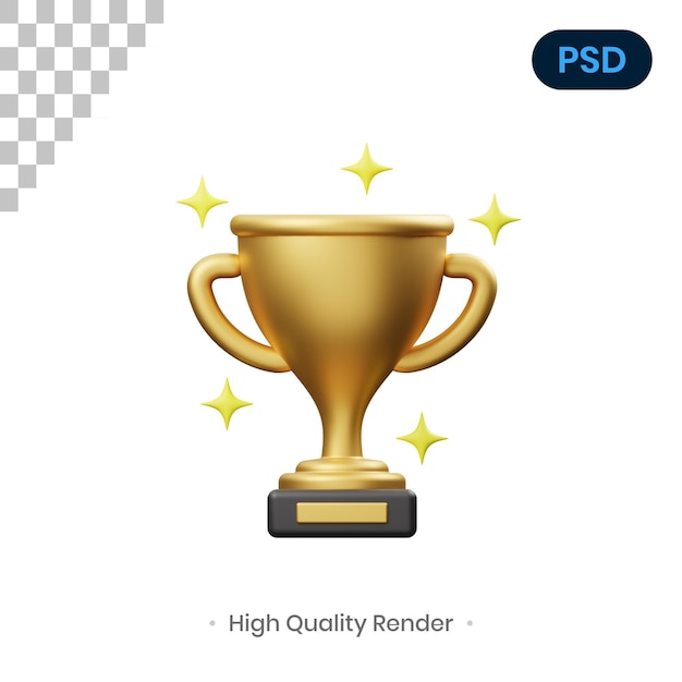 Illustrazione di rendering 3D del trofeo Psd Premium