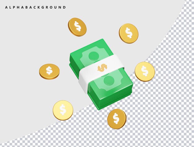 Illustrazione di rendering 3d dell'icona del dollaro