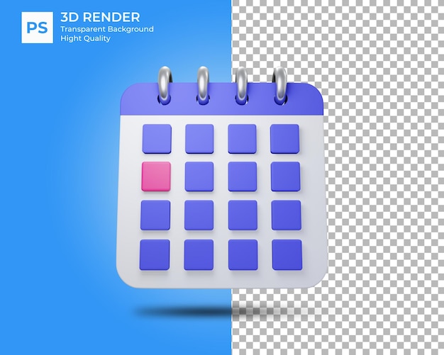 Illustrazione di rendering 3D dell'icona della tenda del piano di pianificazione del calendario mensile
