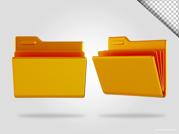 Illustrazione di rendering 3d della cartella dorata isolata