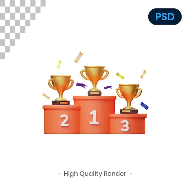 Illustrazione di rendering 3D della classifica dei campioni Psd Premium
