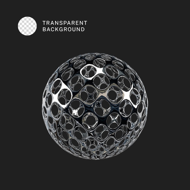 Illustrazione di rendering 3D della sfera metallica PSD isolata