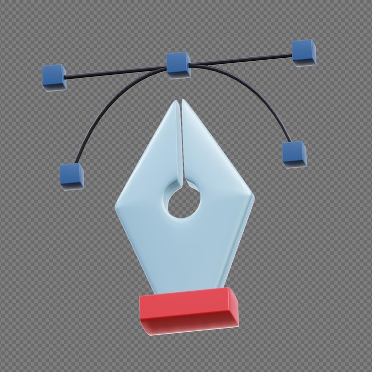 Illustrazione di rendering 3D dello strumento penna con sfondo trasparente