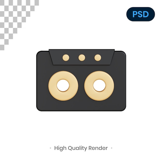 Illustrazione di rendering 3D di cassette a nastro Psd Premium