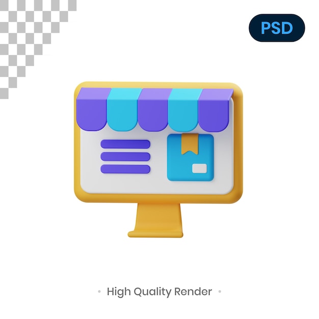 Illustrazione di rendering 3D di e-commerce Psd Premium