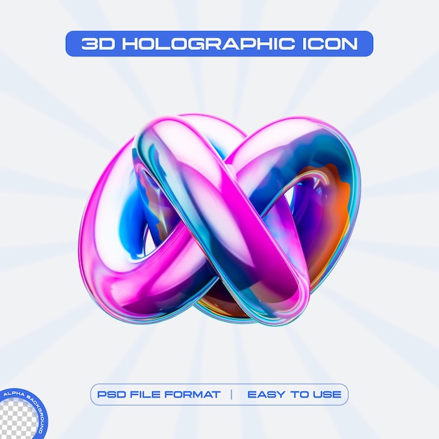 Illustrazione di rendering 3D di Holographic Glass Torus