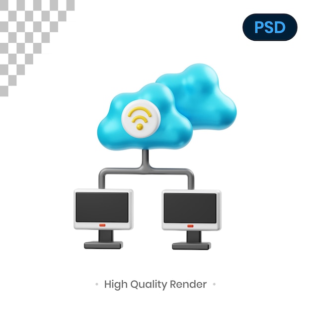 Illustrazione di rendering 3D di rete Psd Premium