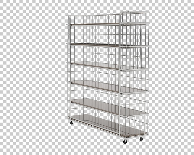 Illustrazione di rendering 3D di scaffali isolati su uno sfondo trasparente
