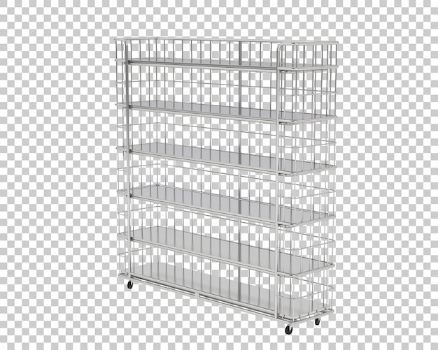 Illustrazione di rendering 3D di scaffali isolati su uno sfondo trasparente