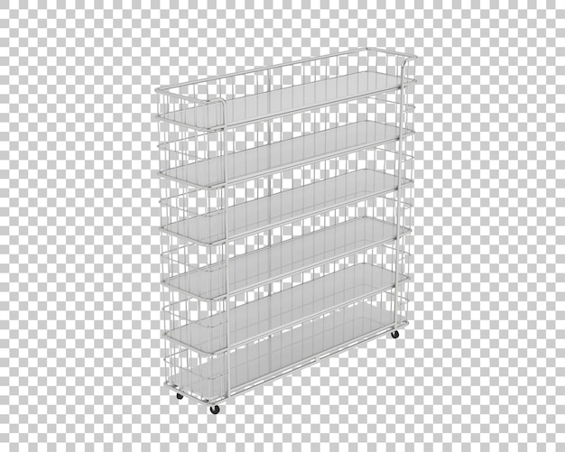 Illustrazione di rendering 3D di scaffali isolati su uno sfondo trasparente