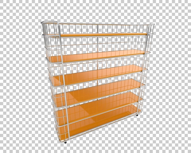 Illustrazione di rendering 3D di scaffali isolati su uno sfondo trasparente