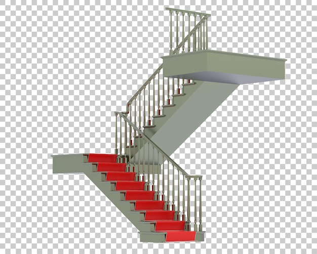 Illustrazione di rendering 3D di una scala isolata su uno sfondo trasparente