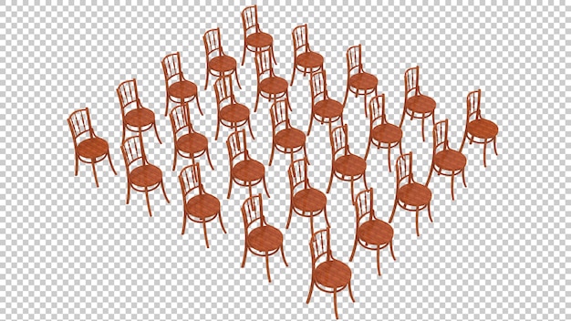 Illustrazione di rendering 3D di una sedia isolata su uno sfondo trasparente