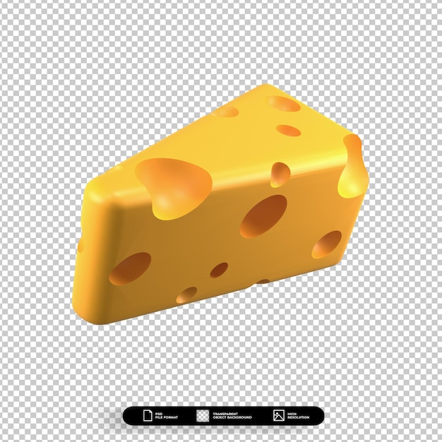 Illustrazione di rendering 3D icona di fetta di formaggio isolata