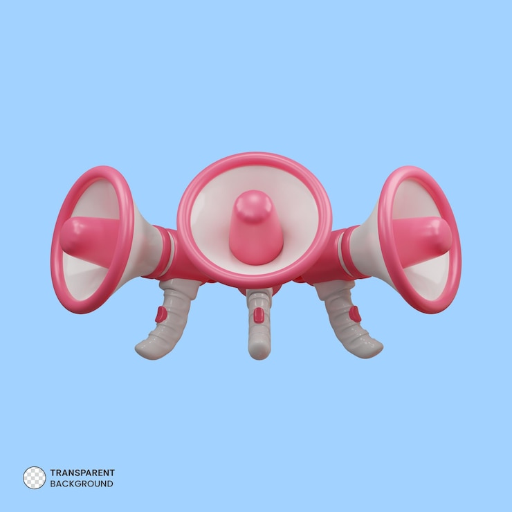 PSD illustrazione di rendering 3d isolata dell'icona del megafono