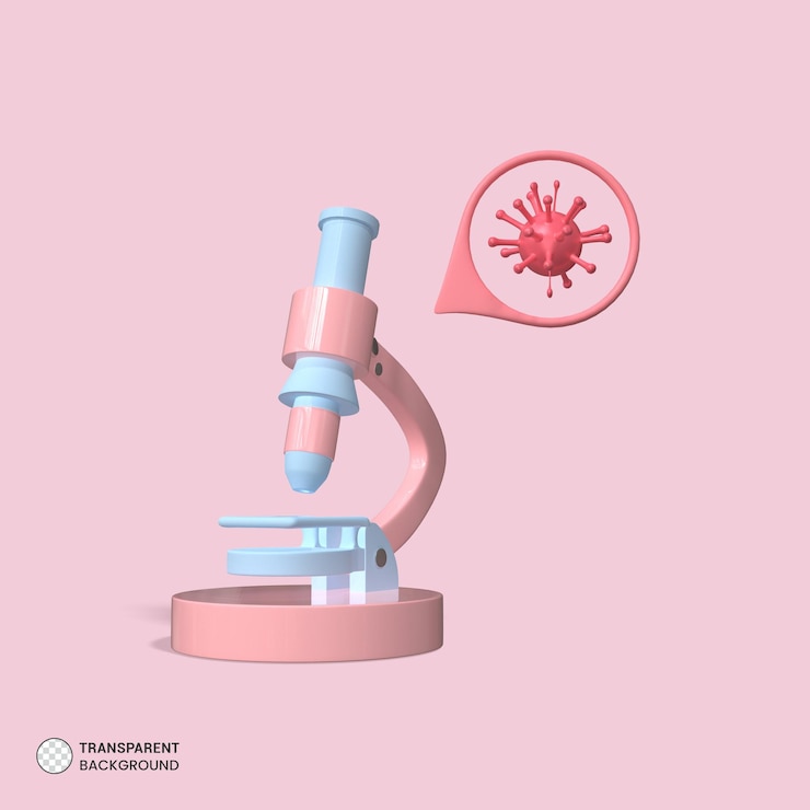 PSD illustrazione di rendering 3d isolata dell'icona del microscopio