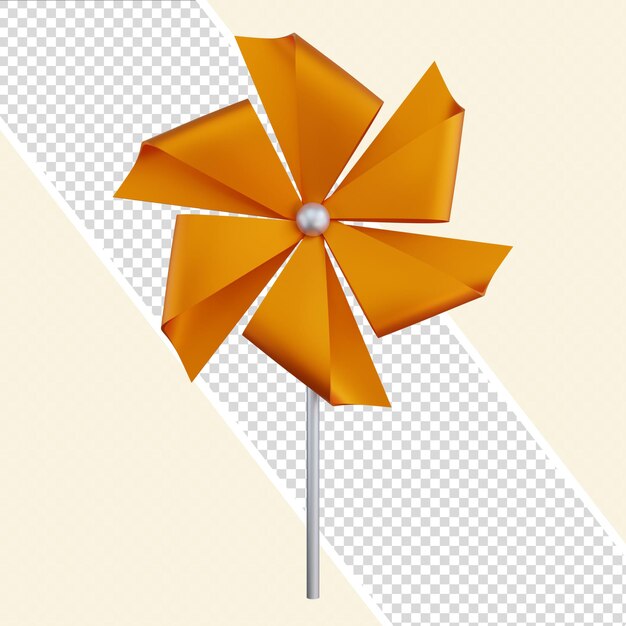 Illustrazione di rendering 3D isolata girandola arancione