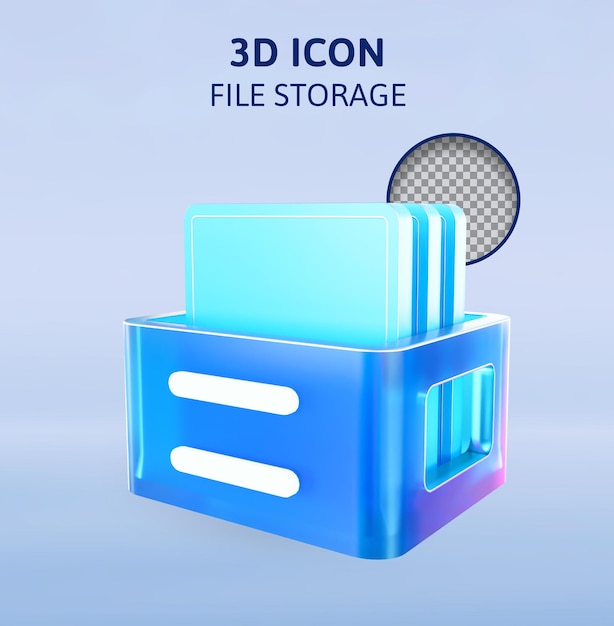 illustrazione di rendering 3d per l'archiviazione dei file