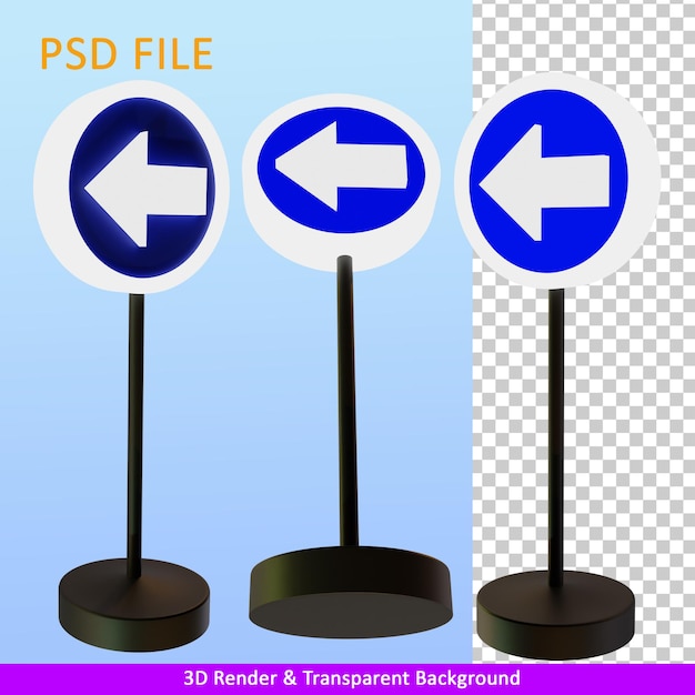 illustrazione di rendering 3d segno di direzione sinistra segno di direzione sinistra con palo