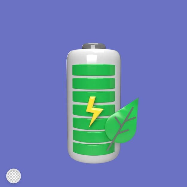Illustrazione di rendering in stile cartone animato modello 3d della batteria Eco
