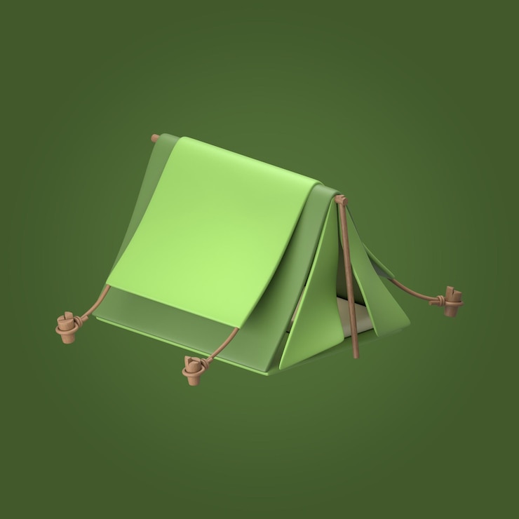 PSD illustrazione di tenda da campeggio verde