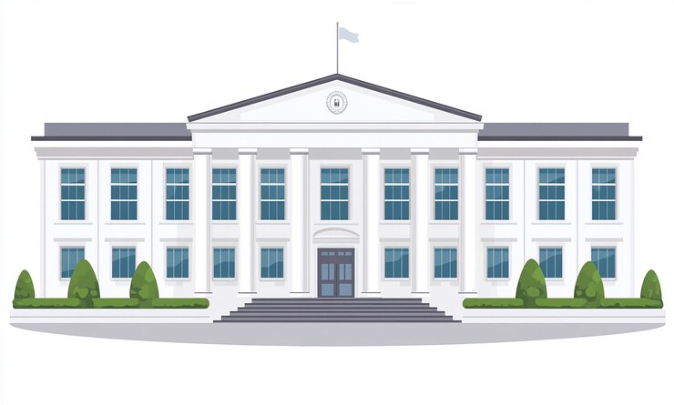 PSD illustrazione di un edificio governativo con facciata e colonne bianche