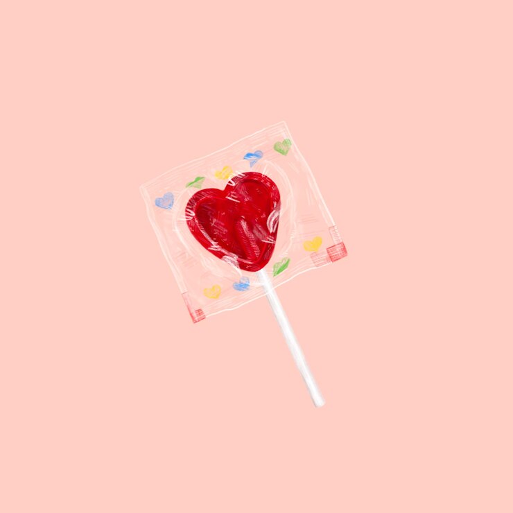 PSD illustrazione di un lecca-lecca a forma di cuore