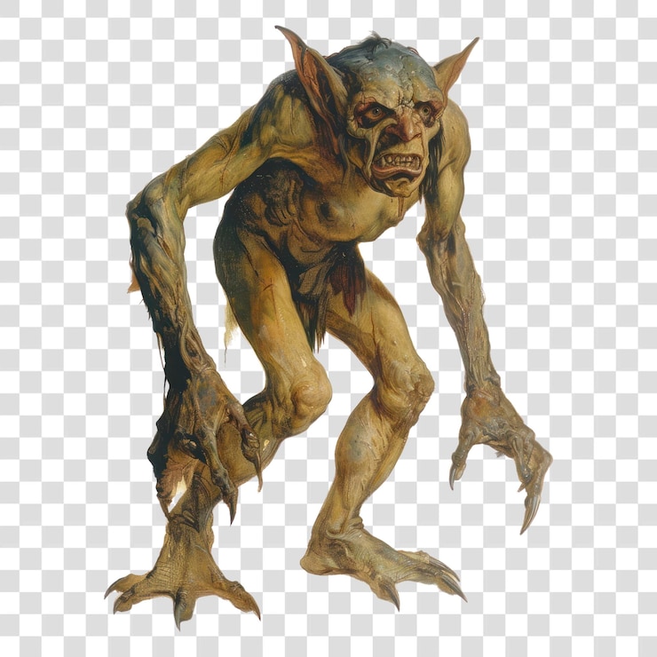PSD illustrazione di una creatura fantastica goblin png