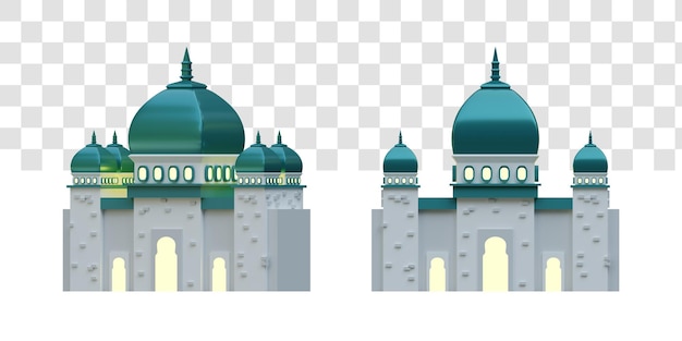 illustrazione di una moschea in stile 3D e con uno sfondo trasparente