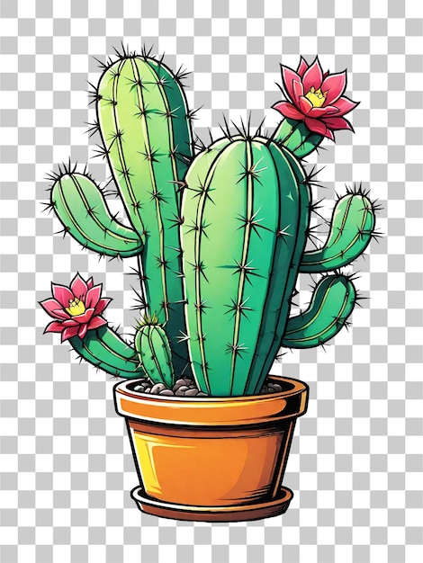 Illustrazione di una pianta di cactus in una pentola su uno sfondo trasparente