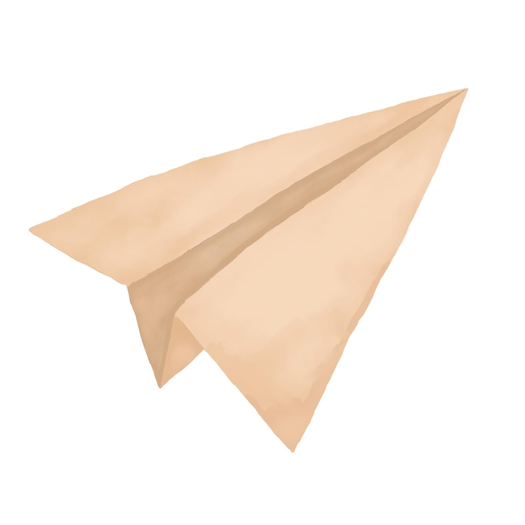 PSD illustrazione digitale ad acquerello di aeroplanino di carta realizzato con carta kraft per la stampa e il web