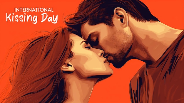 Illustrazione disegnata a mano per la Giornata Internazionale del Bacio